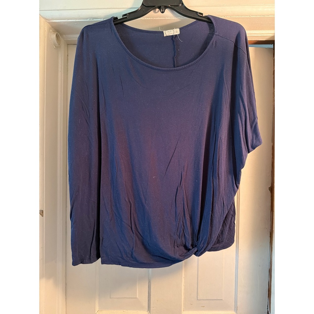 Maurices 24/7 Womens Navy Blue Front Knot Dolman Short Sleeve Top Size 3 Plus